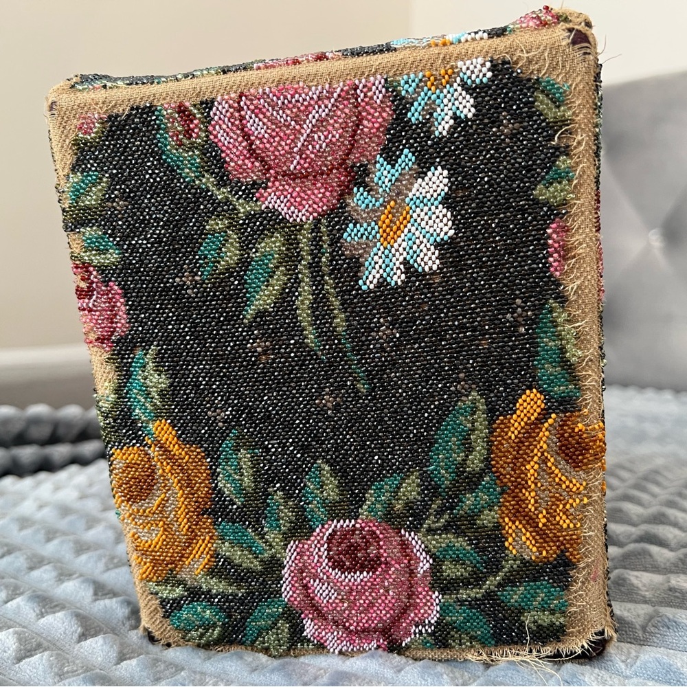 Vintage Floral Beaded Tapestry Purse